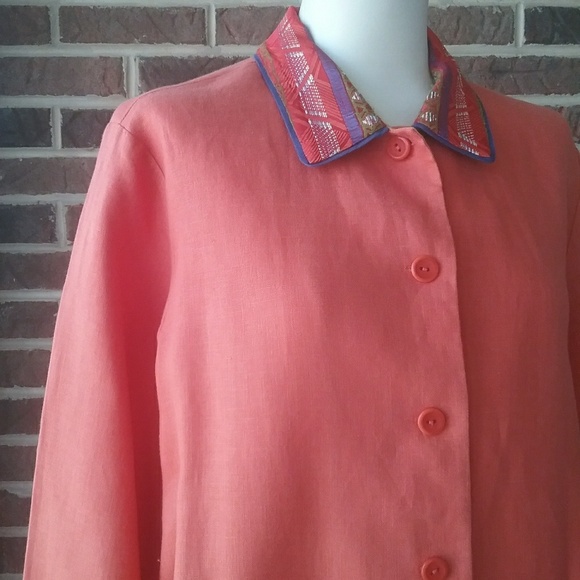 Coldwater Creek Linen Blend Orange Jacket - Picture 4 of 7